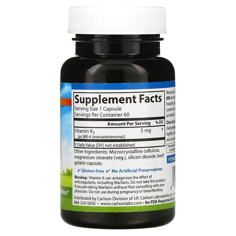 Carlson, Vitamin K2, 5 mg, 60 Capsules 88395010002