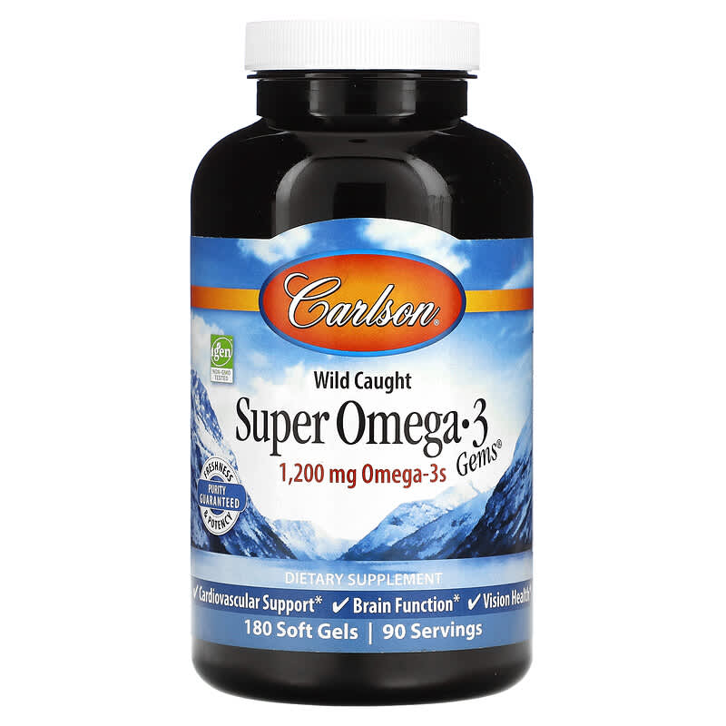 Carlson Wild Caught Super Omega-3 Gems 600 mg 180 Soft Gels 88395015267