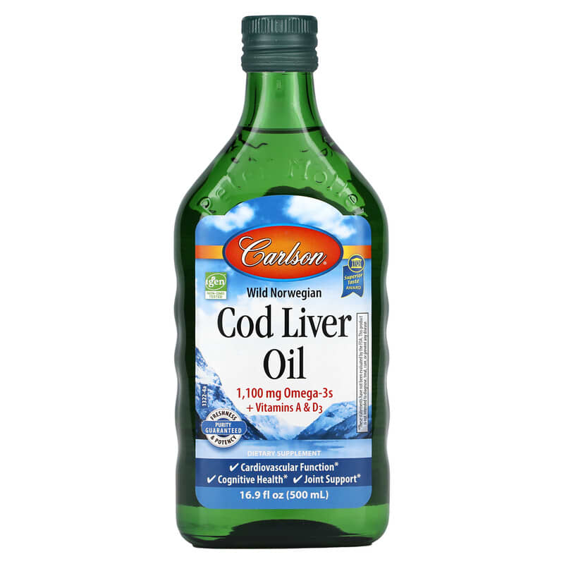 Carlson Wild Norwegian Cod Liver Oil 16.9 fl oz (500 ml) 88395013225
