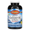Carlson Wild Norwegian Cod Liver Oil Gems Low Vitamin A Natural Lemon 300 Soft Gels 88395013935