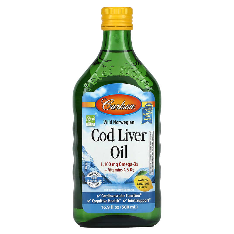 Carlson Wild Norwegian Cod Liver Oil Natural Lemon  16.9 fl oz (500 ml) 88395013522