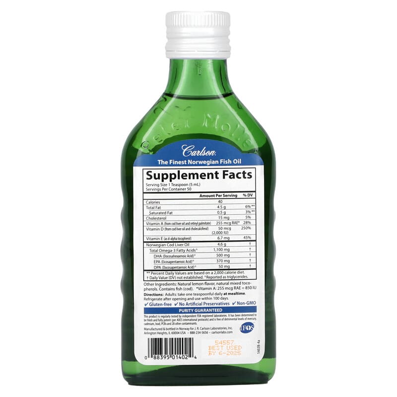 Carlson, Wild Norwegian, Super D Omega-3, Natural Lemon , 8.4 fl oz (250 ml) 88395014024