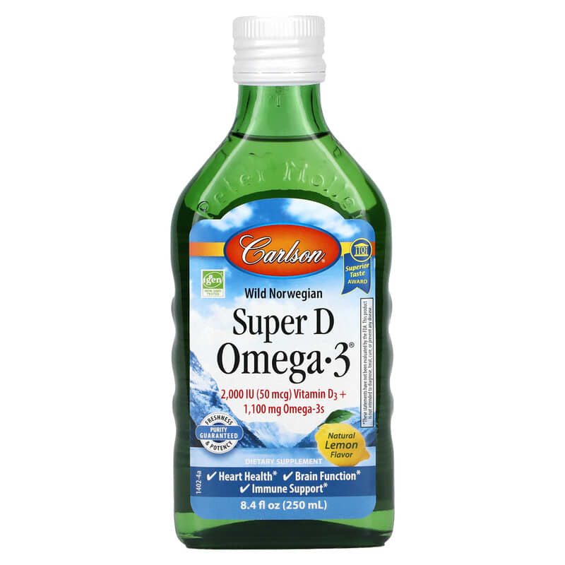 Carlson Wild Norwegian Super D Omega-3 Natural Lemon  8.4 fl oz (250 ml) 88395014024