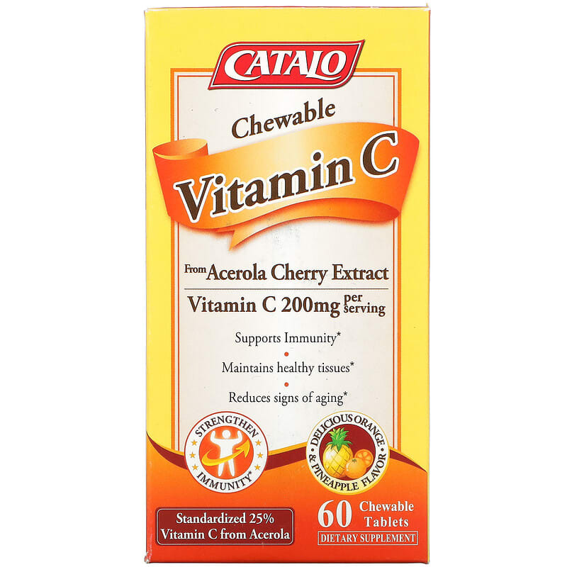 Catalo Naturals Chewable Vitamin C Orange Pineapple 100 mg 60 Chewable Tablets 810399027652