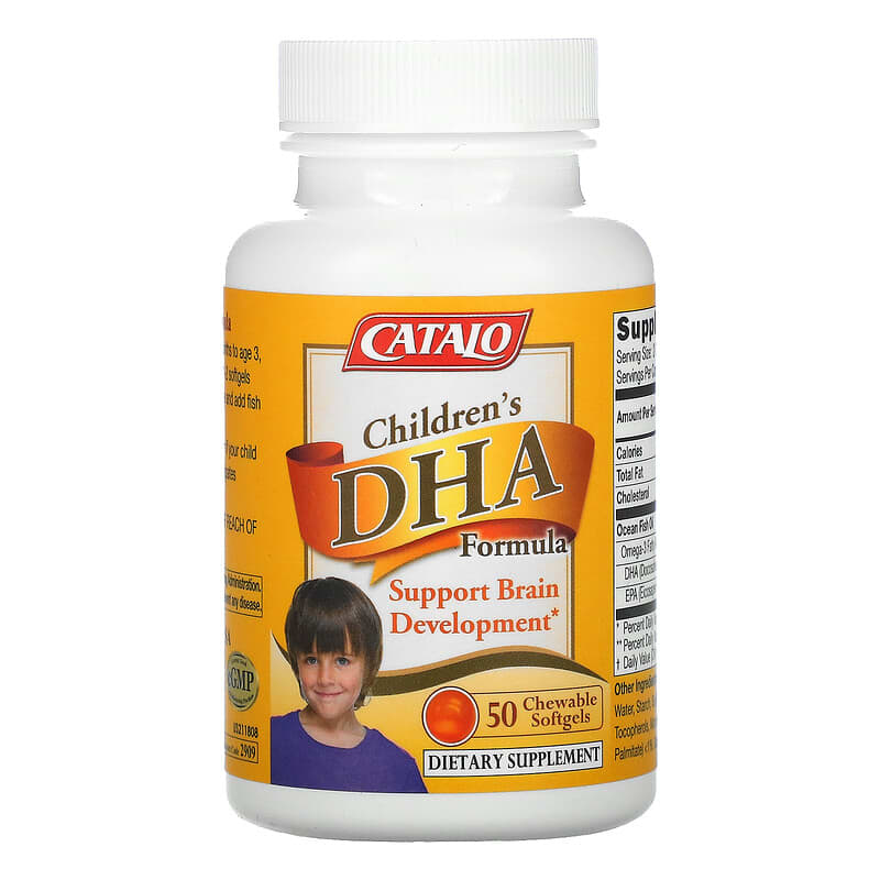 Catalo Naturals, Children's DHA Formula, Orange Flavor, 50 Chewable Softgels 810399025320