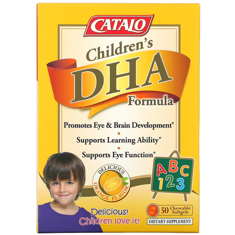 Catalo Naturals Children's DHA Formula Orange Flavor 50 Chewable Softgels 810399025320