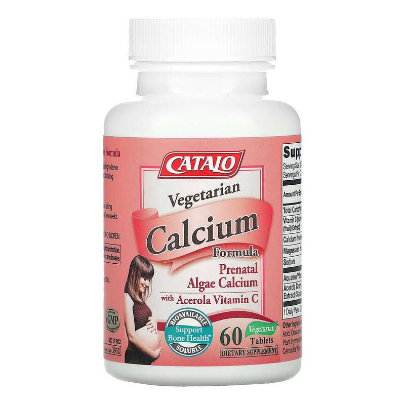 Catalo Naturals, Vegetarian Calcium Formula, Prenatal Algae Calcium, 60 Vegetarian Tablets 810399025542
