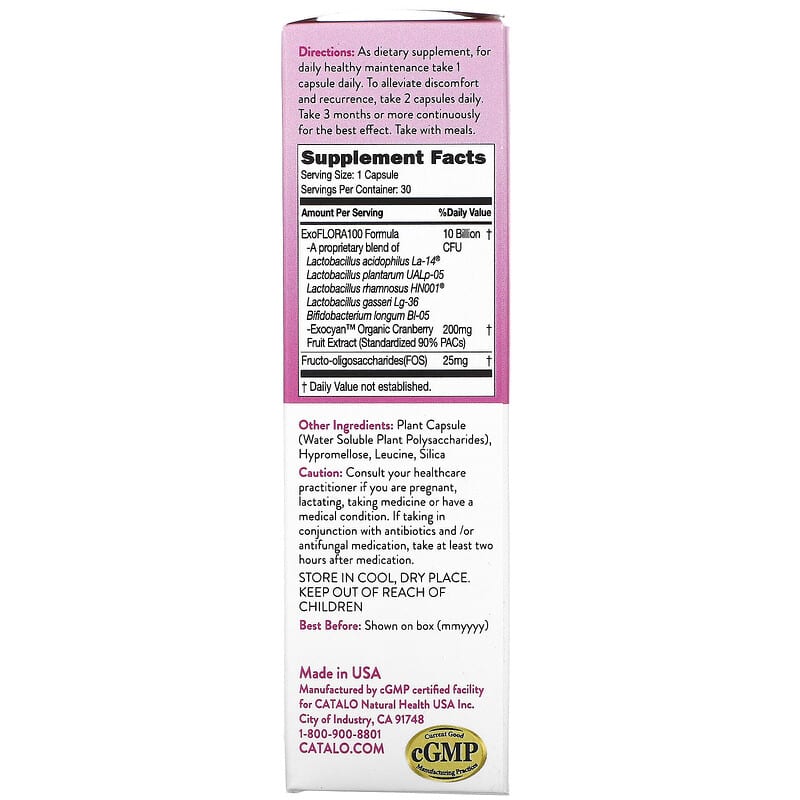 Catalo Naturals, Women's Vaginal Flora Balance Formula, 30 Vegetarian Capsules 810399027607