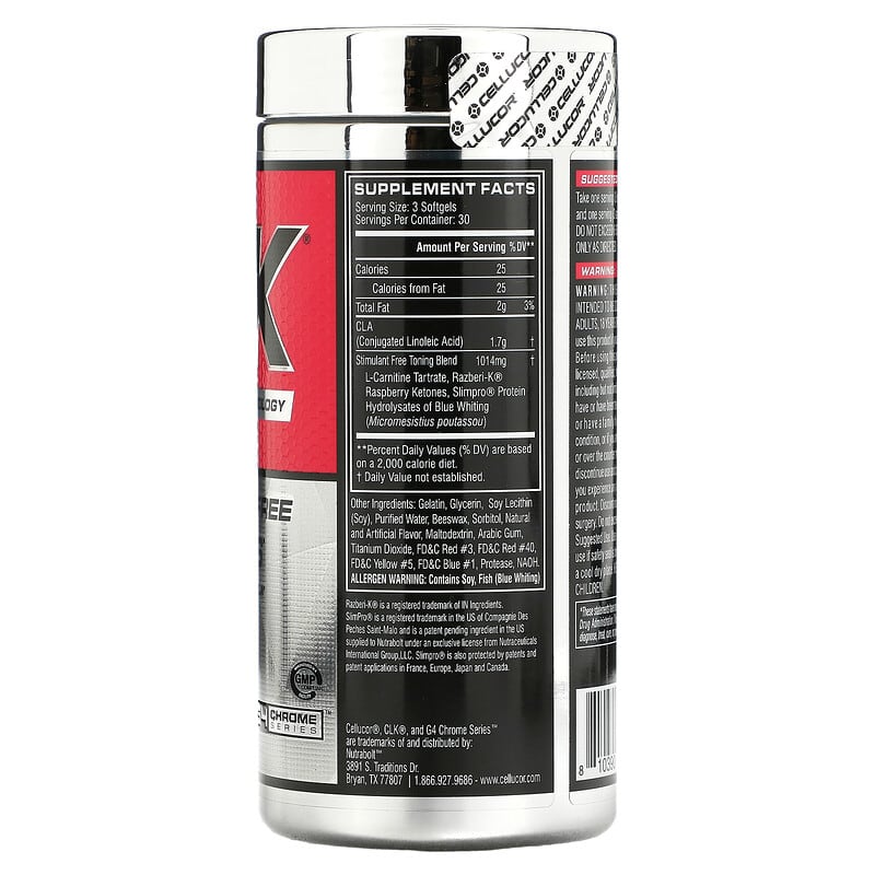 Cellucor, CLK, Stimulant Free Fat Loss, Raspberry, 90 Softgels 810390024902