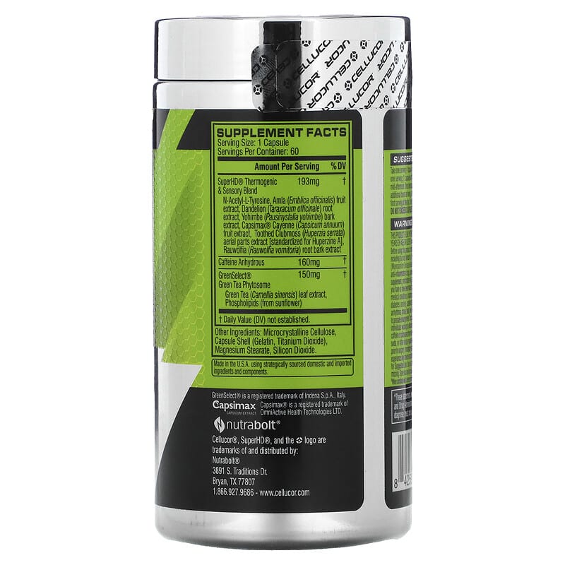 Cellucor, Super HD, High-Definition Fat Burner, 60 Capsules 842595112689