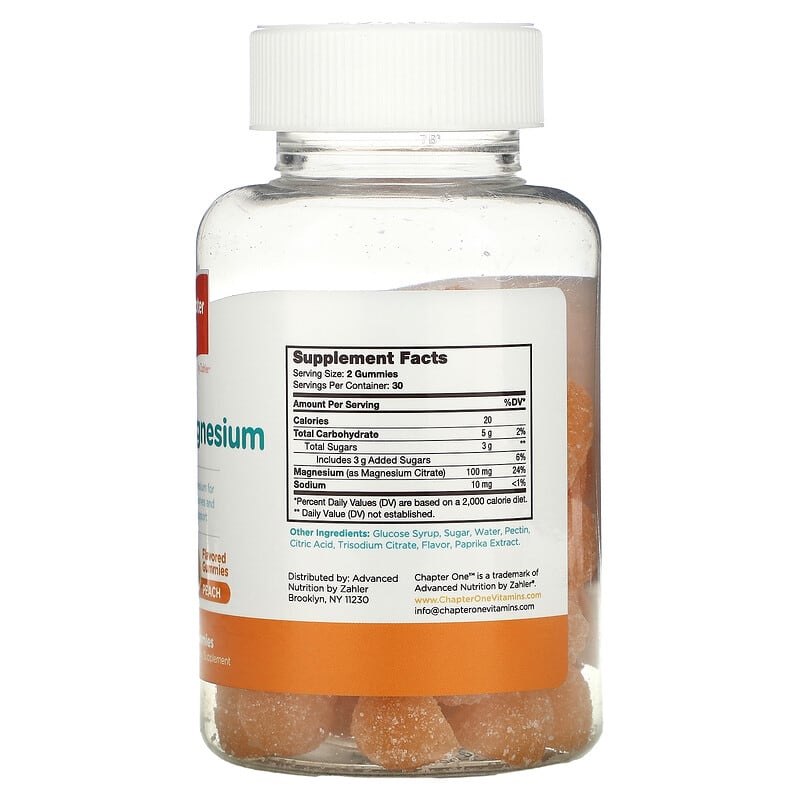 Chapter One, M is for Magnesium, Peach, 60 Gummies 848998041267