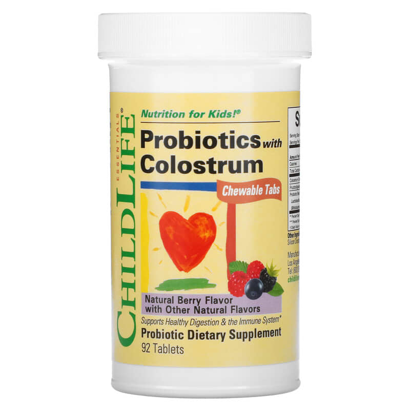 ChildLife, ChildBiotics, Probiotics with Colostrum, Natural Berry, 92 Tablets 608274111004