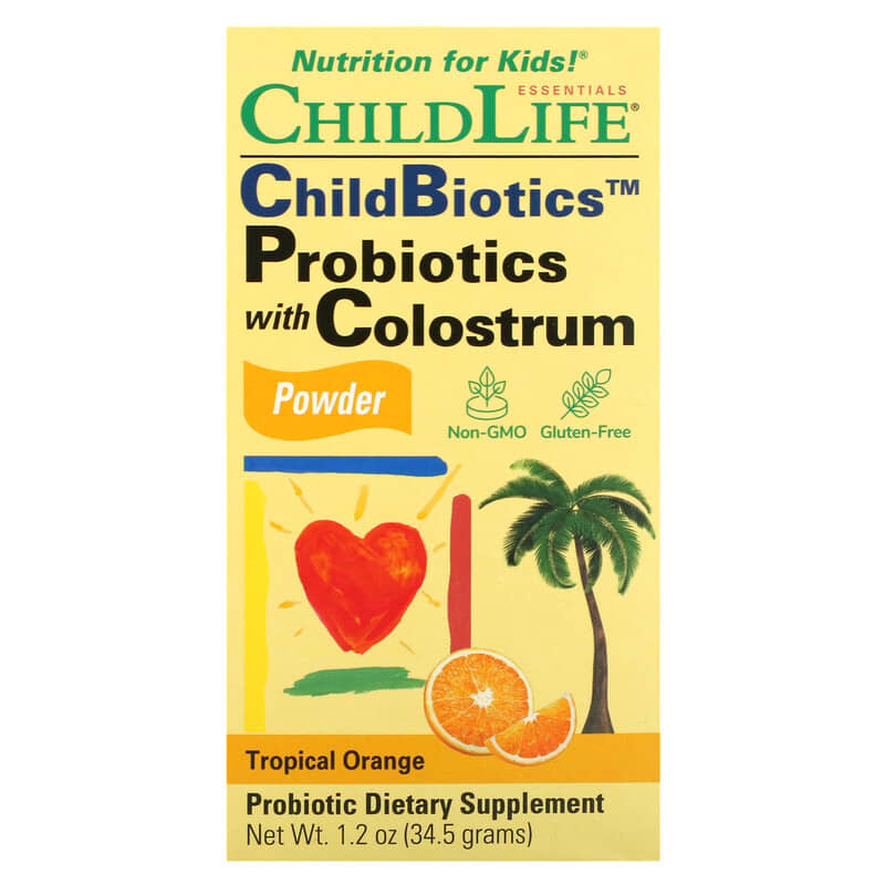 ChildLife ChildBiotics Probiotics with Colostrum Powder Tropical Orange 1.2 oz (34.5 g) 608274106000