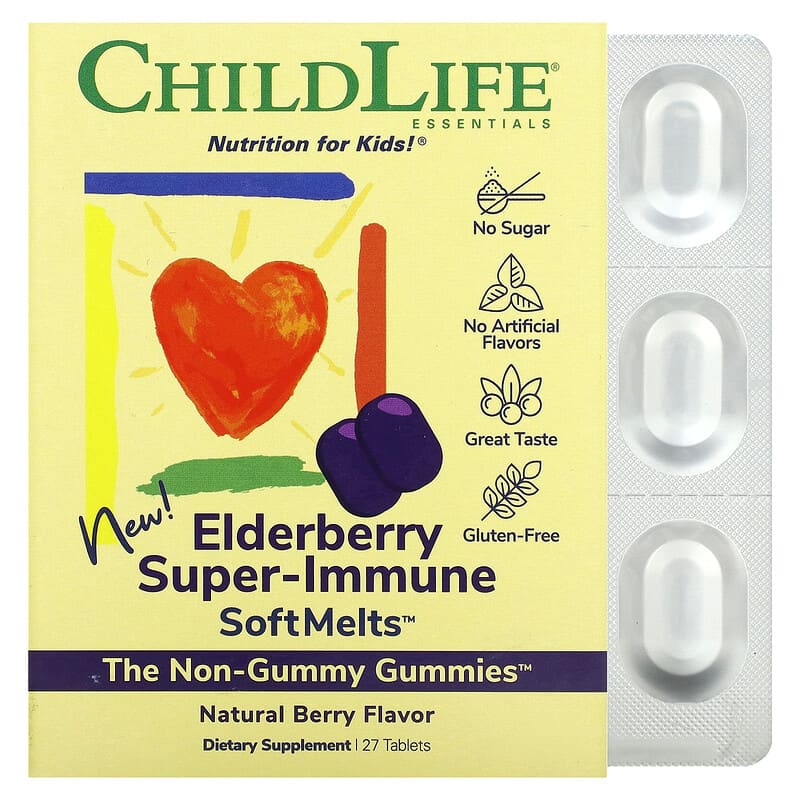 ChildLife Elderberry Super-Immune SoftMelts Natural Berry 27 Tablets 608274110007
