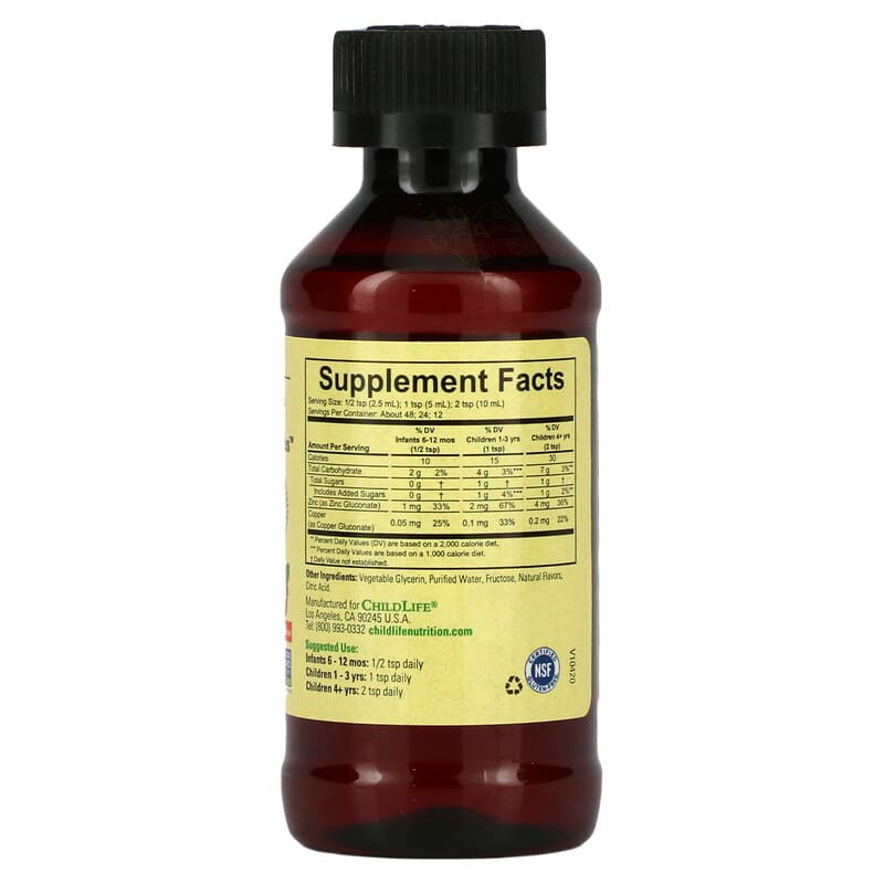 ChildLife, Essentials, Zinc Plus, Natural Mango Strawberry , 4 fl oz (118 ml) 608274103504