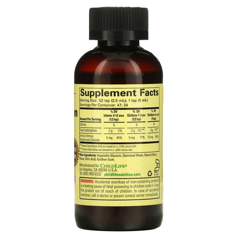 ChildLife, Liquid Iron, Natural Berry, 4 fl oz (118 ml) 608274121003