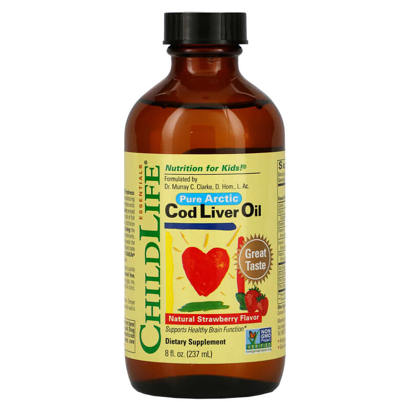 ChildLife Pure Arctic Cod Liver Oil Natural Strawberry 8 fl oz (237 ml) 608274105003
