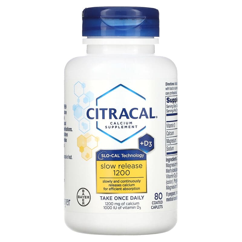 Citracal, Calcium Supplement, Slow Release 1200 + D3, 80 Coated Tablets 16500540991