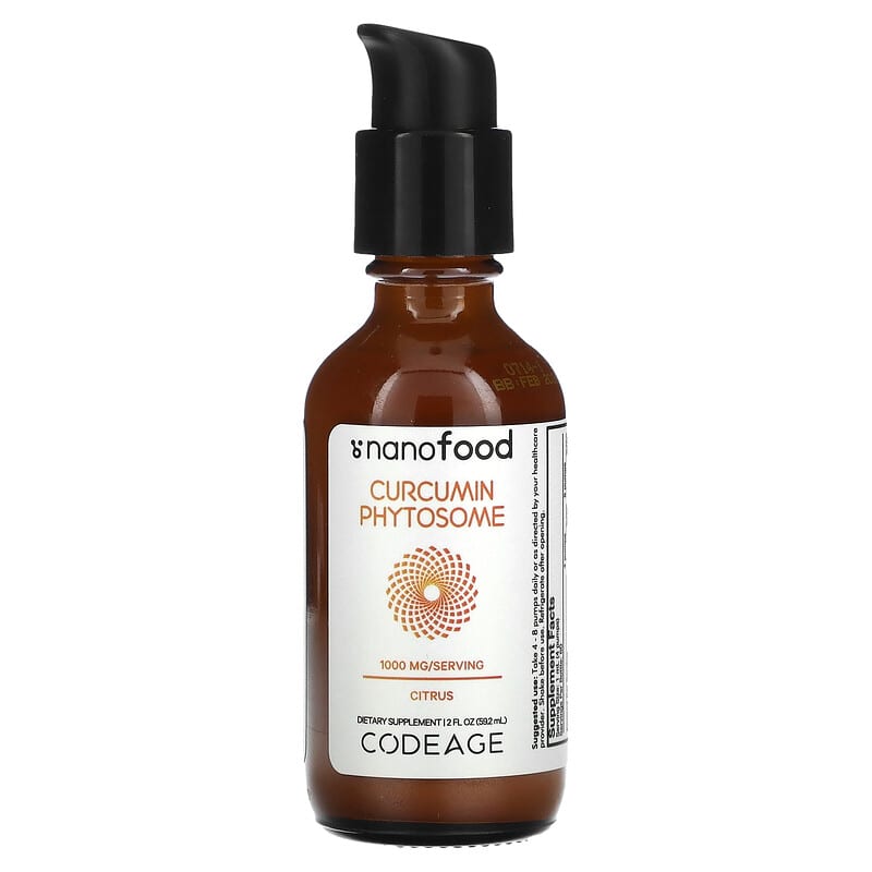 Codeage, Curcumin Phytosome, Citrus, 1,000 mg, 2 fl oz (59.2 ml) 850043333418