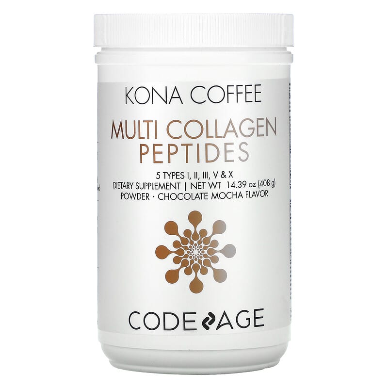 Codeage Kona Coffee Multi Collagen Peptides 5 Types I II III V X Chocolate Mocha 14.39 oz (408 g) 853919008359