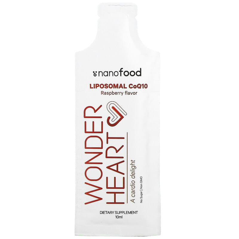 Codeage, Nanofood, Wonder Heart, Liposomal CoQ10, Raspberry, 30 Pouches, 0.3 fl oz (10 ml) Each 853919008809