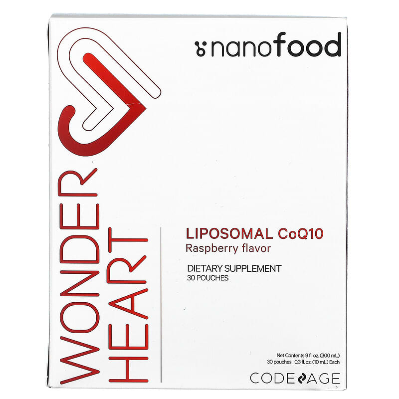 Codeage Nanofood Wonder Heart Liposomal CoQ10 Raspberry 30 Pouches 0.3 fl oz (10 ml) Each 853919008809