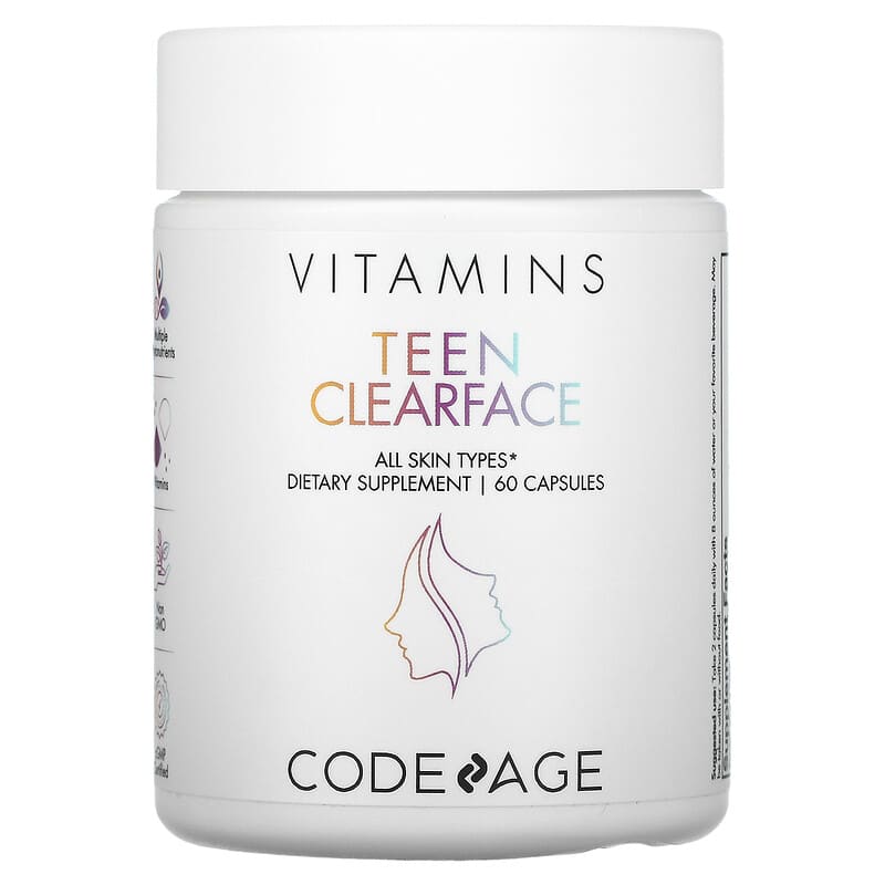 Codeage Teen Clearface Vitamins All Skin Types 60 Capsules 853919008779