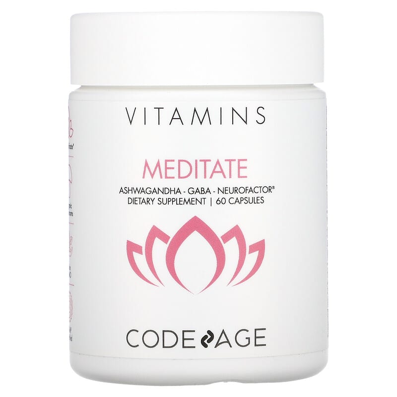 Codeage Vitamins Meditate Ashwagandha Gaba Neurofactor 60 Capsules 853919008564