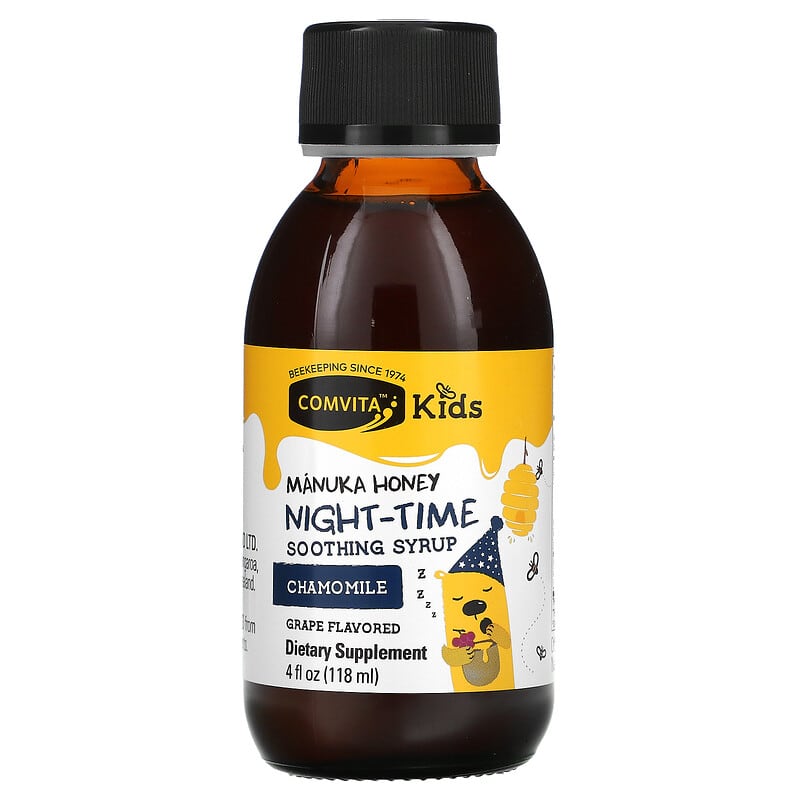 Comvita, Kids, Manuka Honey Night-Time Soothing Syrup, Grape, 4 fl oz (118 ml) 658196000016