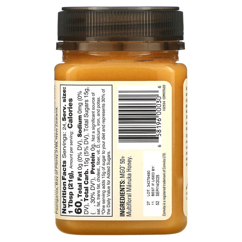 Comvita, Raw, Multifloral Manuka Honey, MGO 50+, 17.6 oz (500 g) 658196000306