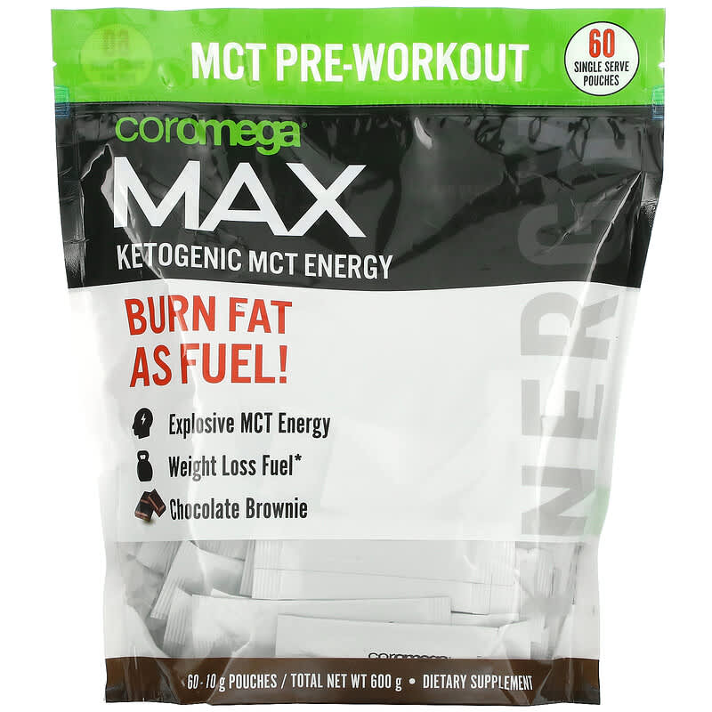Coromega Max Ketogenic MCT Energy Chocolate Brownie 60 Single Serve Pouches (10 g) Each 689269455778