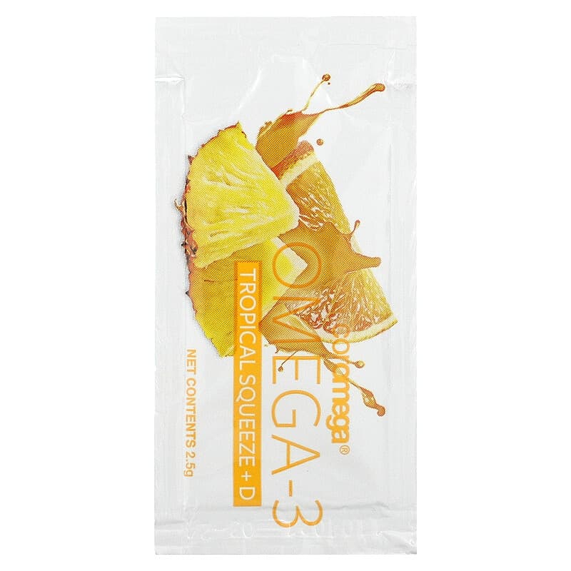 Coromega, Omega-3 Squeeze, Tropical Squeeze+D, 30 Single Serving Packets, 2.5 g Each 689269452227