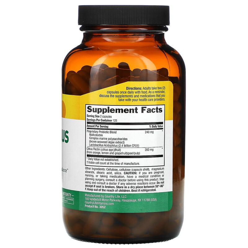 Country Life, Acidophilus with Pectin, 250 Vegan Capsules 15794030522