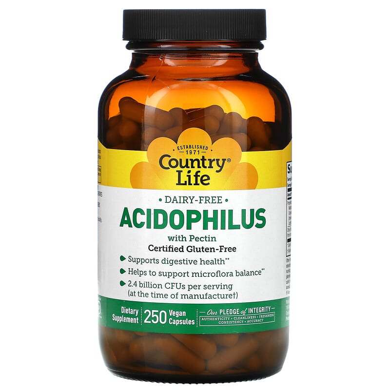 Country Life Acidophilus with Pectin 250 Vegan Capsules 15794030522