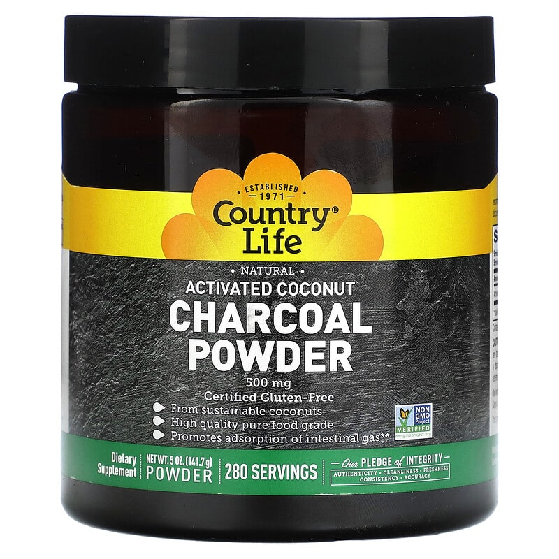 Country Life Activated Coconut Charcoal Powder 500 mg 5 oz (141.7 g) 15794034957