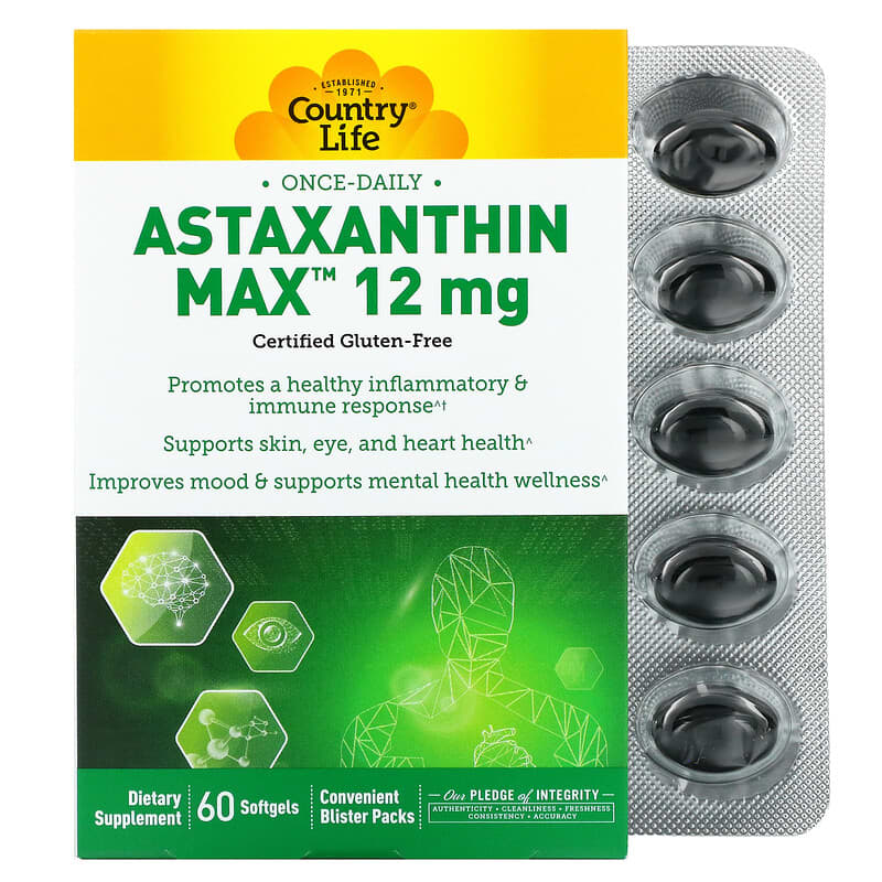 Country Life Astaxanthin Max 12 mg 60 Softgels 15794073253