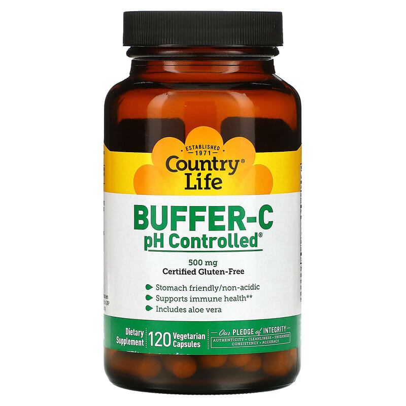Country Life Buffer-C pH Controlled 500 mg 120 Vegetarian Capsules 15794070856
