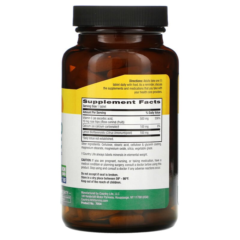 Country Life, Buffered Vitamin C, 500 mg, 250 Tablets 15794070542