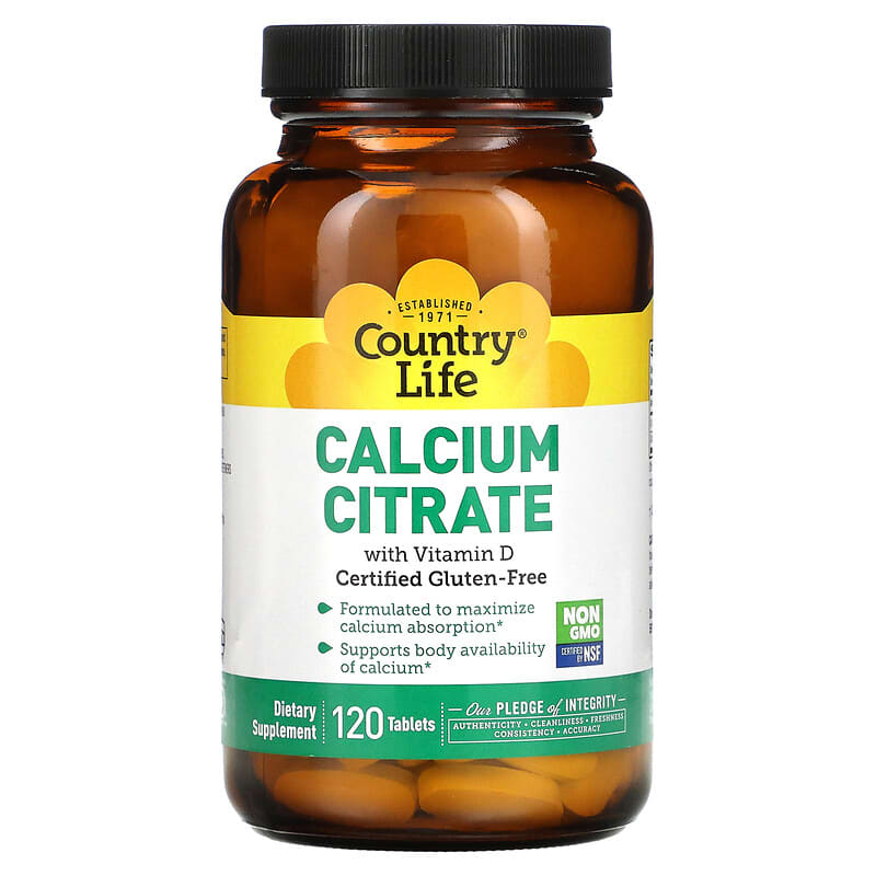 Country Life Calcium Citrate with Vitamin D 120 Tablets 15794025559