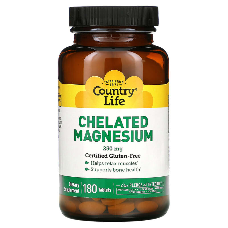 Country Life Chelated Magnesium 250 mg 180 Tablets 15794026860