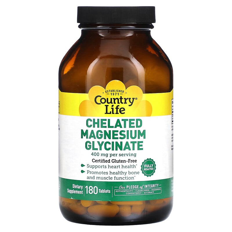 Country Life Chelated Magnesium Glycinate 133 mg 180 Tablets 15794026815
