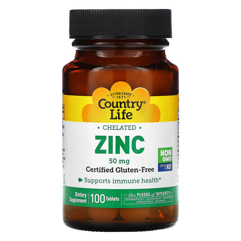 Country Life Chelated Zinc 50 mg 100 Tablets 15794029519