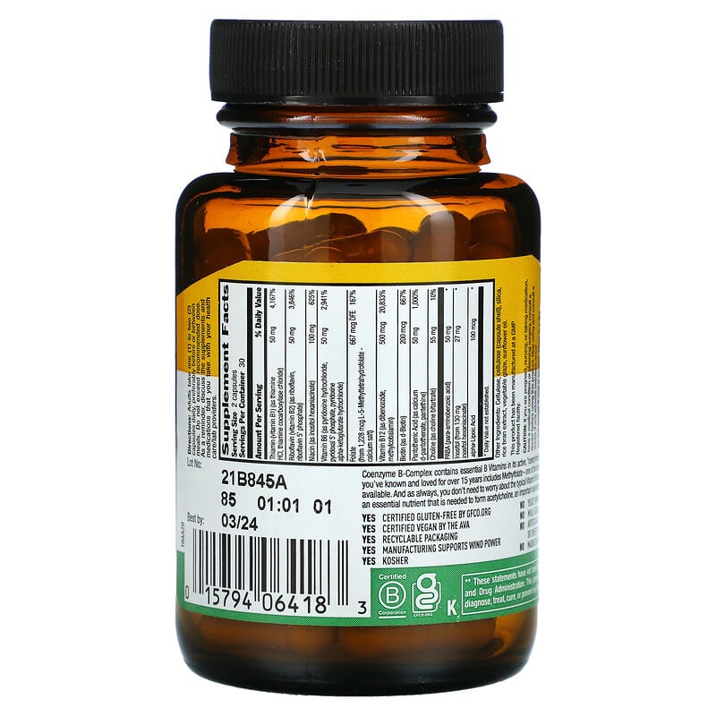 Country Life, Coenzyme B-Complex , 60 Vegan Capsules 15794064183