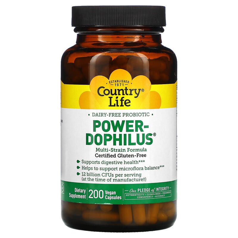 Country Life Dairy-Free Probiotic Power-Dophilus 200 Vegan Capsules 15794030577