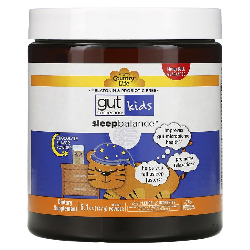 Country Life Gut Connection Kids Sleep Balance Chocolate Flavor Powder 5.1 oz (147 g) 15794030324