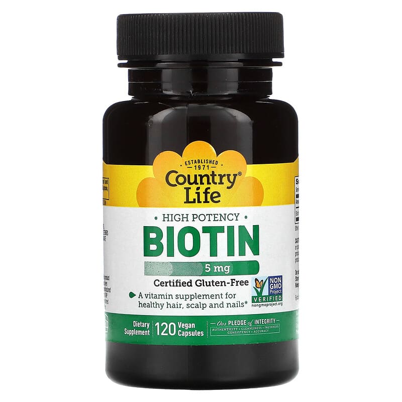 Country Life High Potency Biotin 5 mg 120 Vegan Capsules 15794065067