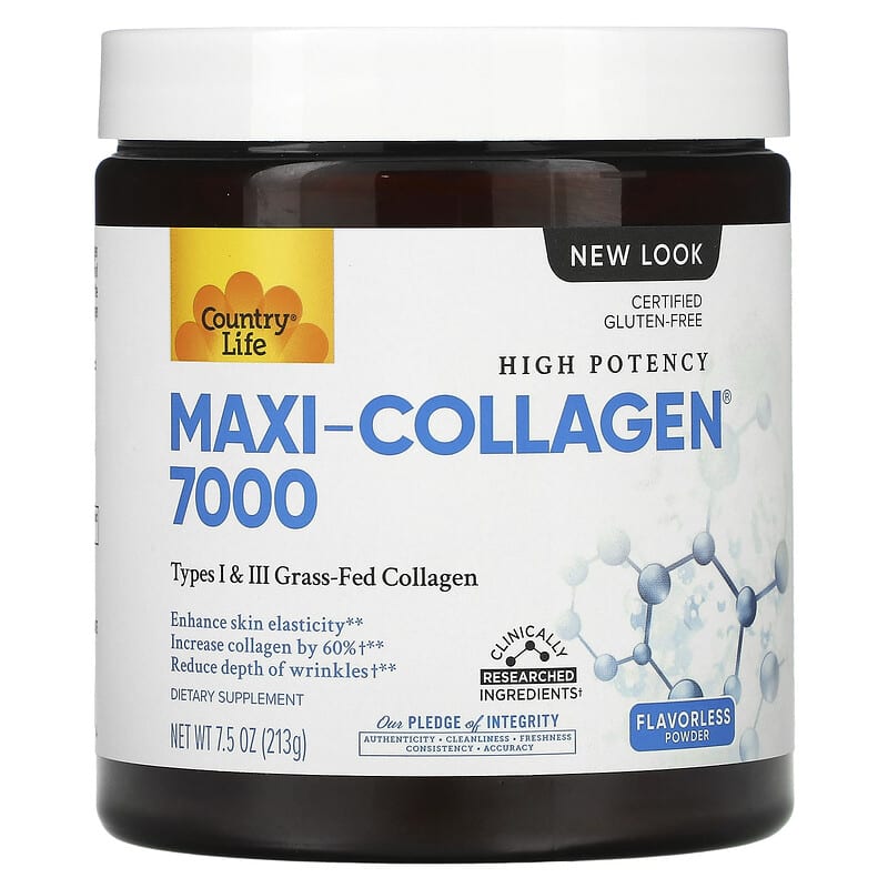 Country Life High Potency Maxi-Collagen 7000 Flavorless Powder 7.5 oz (213 g) 15794050704