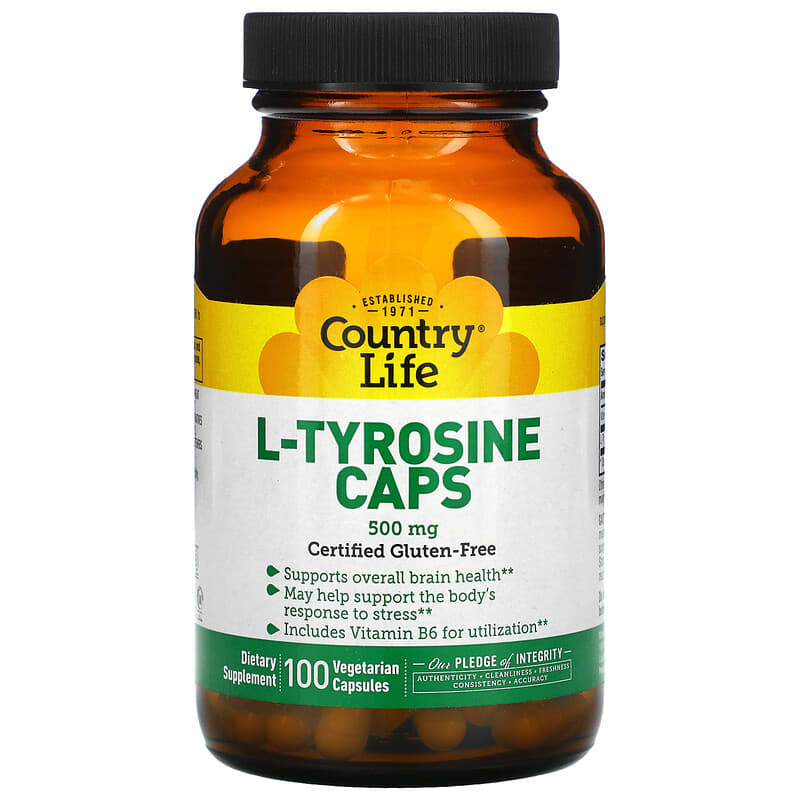 Country Life L-Tyrosine Caps 500 mg 100 Vegetarian Capsules 15794014560