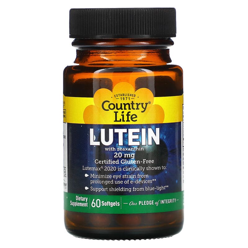 Country Life Lutein with Zeaxanthin 20 mg 60 Softgels 15794056058