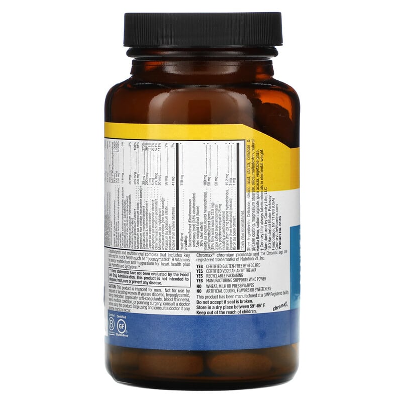 Country Life, Max for Men, Multivitamin & Mineral Complex, Iron-Free, 120 Tablets 15794081364